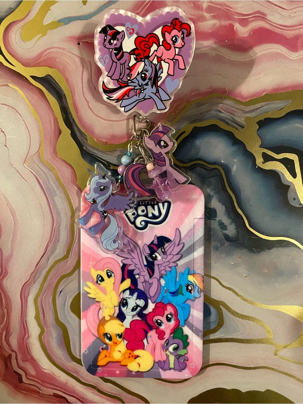 My Little Pony Pink Character Badge Holder with Pony Charms